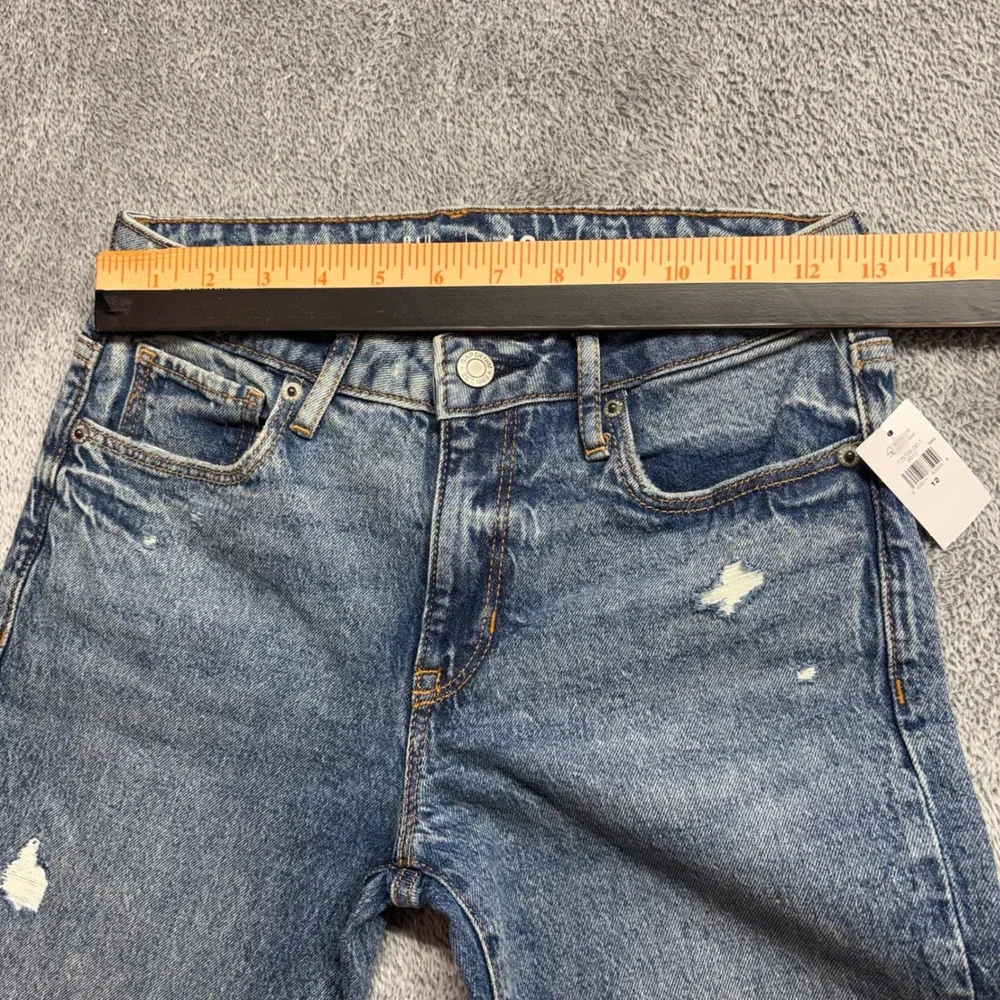NWT‎ Gap Girlfriend Jeans Kids Size 12 Blue Distressed Adjustable WaistV